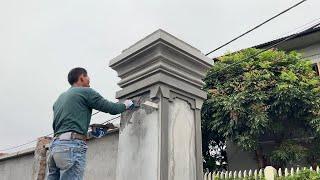 Amazing Techniques Construction Gate Columl Made Of Bricks Sand & Cement You Must See