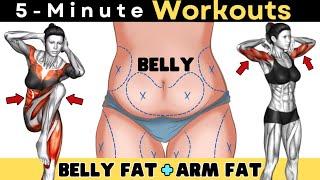 5 Minute BELLY FAT and ARM FAT Workout  Lose Weight at Home