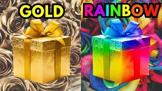  Choose your gift️ 2 gift box challenge  Gold and Rainbow #pickonekickone #giftboxchallenge