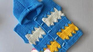 ️#yelekmodelleri Yelkenli Model Kapusonlu Yelek Yapımı 1.5-2 Yaş #orgumodelleri #knittingpattern