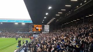 Leeds United vs Man United the start. Leeds fans singing marching on together. 2122 season