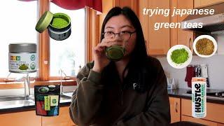 JAPANESE GREEN TEA TASTE TEST *trying matcha hojicha and more*