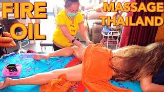 ASMR Thai massage with hot oil on fire