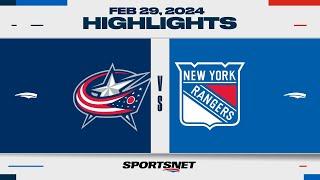 NHL Highlights  Rangers vs. Blue Jackets - February 28 2024