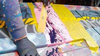 Pop Art  Abstract Painting Demo With Masking Tape and Acrylic Paint  Magicae