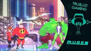 M.U.G.E.N Mr.Incredible 1P & Elastigirl 2P Vs Incredible Hulk CPU & She-Hulk CPU