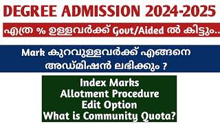 Degree Admission 2024-2025  Kerala  Kannur  Calicut  MG  Allotment  Index Marks Kerala Degree