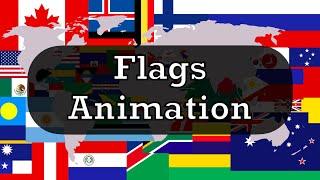 Worlds flags animation with names