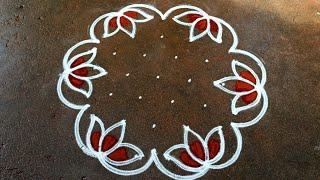 Aadi 1 lotus flower rangoliaadivelli kolam7*4 dotBegginners rangolipandaga mugguluSuper rangoli