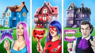 One Colored House Challenge Vampire vs Lady Bug vs Mermaid