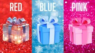 Choose your gift ️ 3 gift box challenge Red Blue and pink #giftboxchallenge #quizchallenge