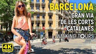4K Barcelona Spain Gran Via de les Corts Catalanes Walking Tour • April 2023