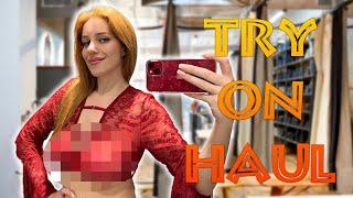 4K See through Try on with Katy Diamond   Transparent Haul at the Mall