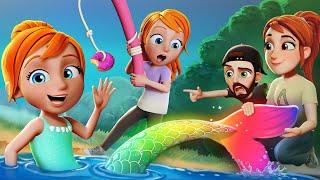 BACKYARD CAMPiNG with a MERMAiD?  Adley and Family set up camp then catch a Rainbow Dolphin & Snake