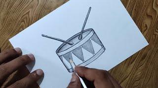 Drum drawing How to draw drum step by step so easy