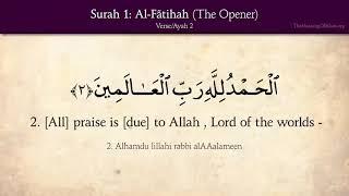 Quran 1 Surah AlFatihah The Opener Arabic and English translation HD 480p