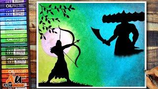 How to Draw Beautiful Dussehra Scenery Dusshera Drawing Lord Ram Ravan Vadh Happy Vijaya Dashami