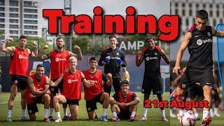 FC Barcelona Training 21st Aug Lamine Yamal Dani Olmo Lewandowski Pedri  Work For La Liga Clash