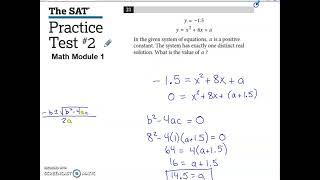 SAT Practice Test #2 Math Module 1 Problem #21