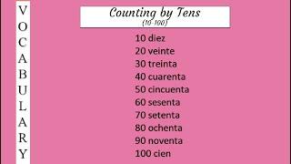 Counting by tens in Spanish 10-100  Spanish Vocabulary