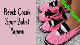 Örgü Spor Babet Çocuk Keçe Tabanlı Patik Yapılışı  Anne Bebek Kombini Patik Nasıl Örülür?