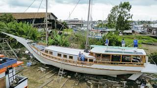 Restored BOAT charged for Adventure Solar Panels installation & Launch Prep  — Sailing Yabá 199