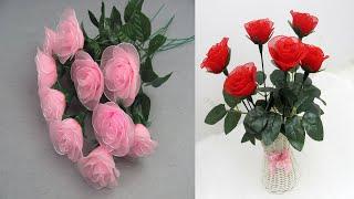 How to make nylon stocking rose flowers-DIY Rose Tutorial-Nylon flower 2019-Easy nylon Flowers