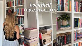 organize my messy bookshelves with me  & an updated bookshelf tour