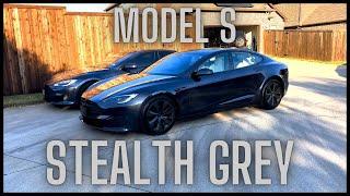 Stealth Grey Model S vs Midnight Silver Metallic  This looks Incredible 