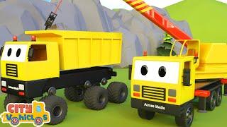 Construction vehicles rescue Tractor -Bulldozer Mixer and Dump Trucks for Kids