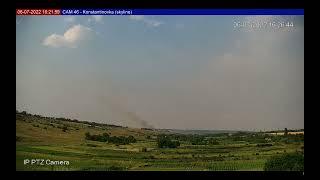 Fire due to Russian shelling or missile attack East of Konstantinovka  6 Jul 2022