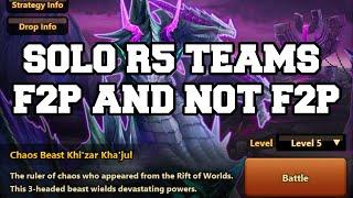 SOLO R5 TEAMS F2P AND NOT F2P TEAMS SUMMONERS WAR MID GAME