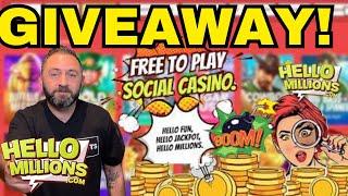 ANOTHER LIVE GIVEAWAY LIVE ON HELLO MILLIONS   SOCIAL CASINO