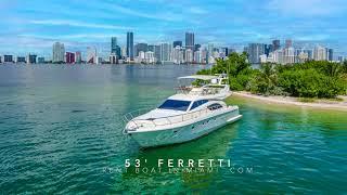 Ferretti luxury yacht rentals in Miami Beach 305-340-6959