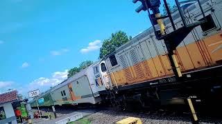 Indonesian Train  Railroad Crossing  KA Mataram Locomotive CC 206