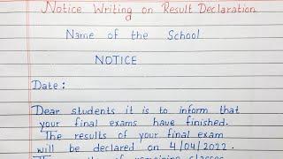 Write Notice On Result Declaration  Notice Writing  English