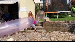 BLOWING UP THE BIGGEST BALLOON EVER WITH AN ELECTRIC PUMP CHALLENGE EXTREMELY LOUD