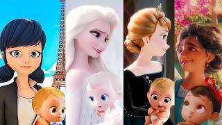 The Gift of Storks-Elsa Marinette Alya Anna Merida Rapunzel Moana Raya Mirabel Isabella