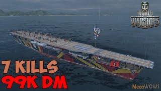 World of WarShips  Hosho  7 KILLS  99K Damage -  Replay Gameplay 4K 60 fps