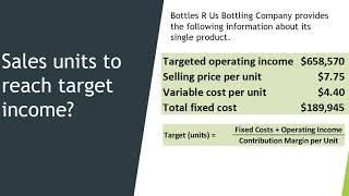 Sales Units to reach Target Income Example