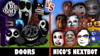 DOORS vs. Nicos Nextbot  Minecraft CREEPY 2D BATTLE LOL