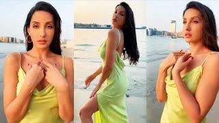 Nora Fatehi Backless Dress On Beach Looking Gorgeous