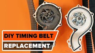 How to change timing belt kit and water pump on VOLKSWAGEN GOLF 3 1H1 TUTORIAL AUTODOC