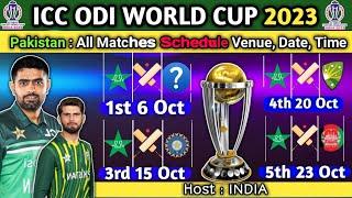 odi world cup 2023 pakistan schedule  one day cricket world cup 2023 schedule  wc 2023 Schedule