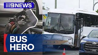 Hero teenager takes wheel of out-of-control bus  9 News Australia