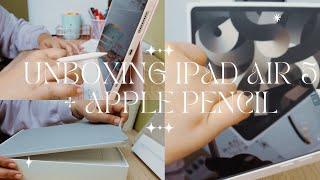 Ipad air 5 starlight 256gb unboxing + apple pencil 2 and accessories 