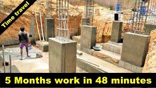 Step By Step Indian 30*40 house construction time lapse - 5 months work in 48 minutes