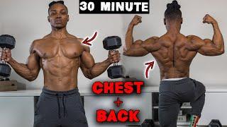 30 MINUTE DUMBBELL CHEST AND BACK WORKOUT AT HOME  NO BENCH NEEDED