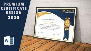 How to Premium Golden Certificate Design in ms word 2020  copyright free template download