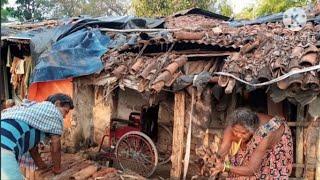 Aj ghar ko thoda repairing kiya  poor rural life  daily Lifestyle vlog